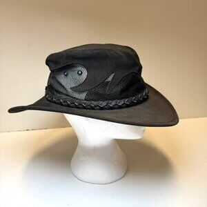 Jacaru Australia Blaze Outback Leather Cowboy Hat Dark Brown Size Medium